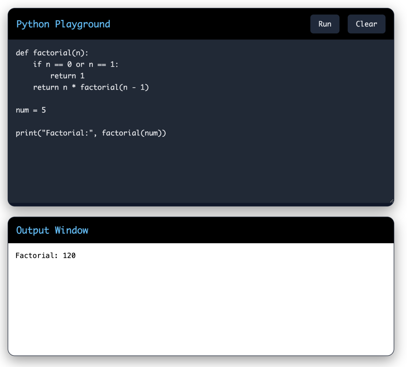 Write a program to find the factorial of a number using recursion