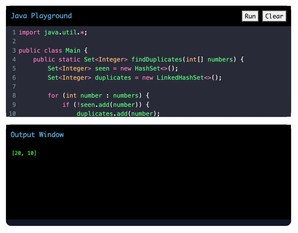 Java program to find duplicate elements in an array or list.