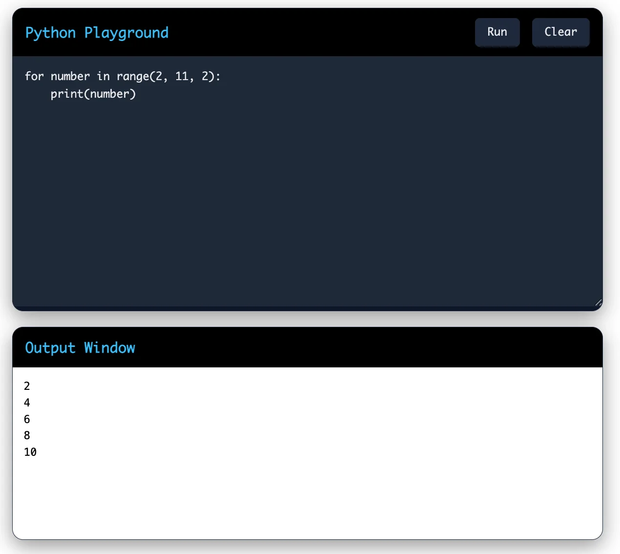 Python Example: range() with Start, Stop and Step