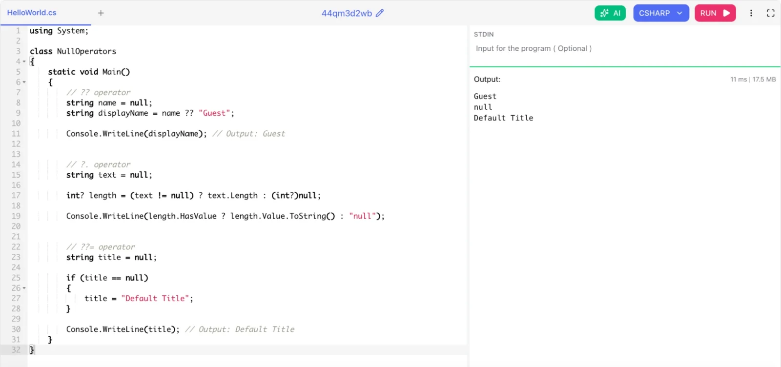 What is the null coalescing and null conditional operator in C#?