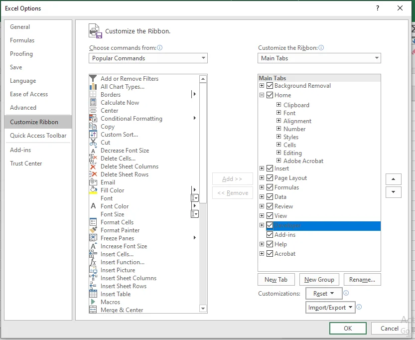How to Add a Checkbox in Excel: Enable the Developer Tab