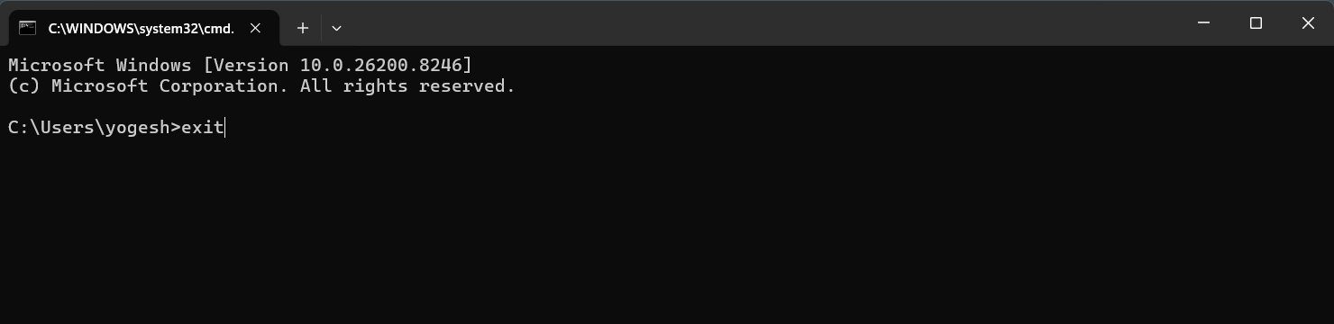 Key Command Prompt Commands: exit