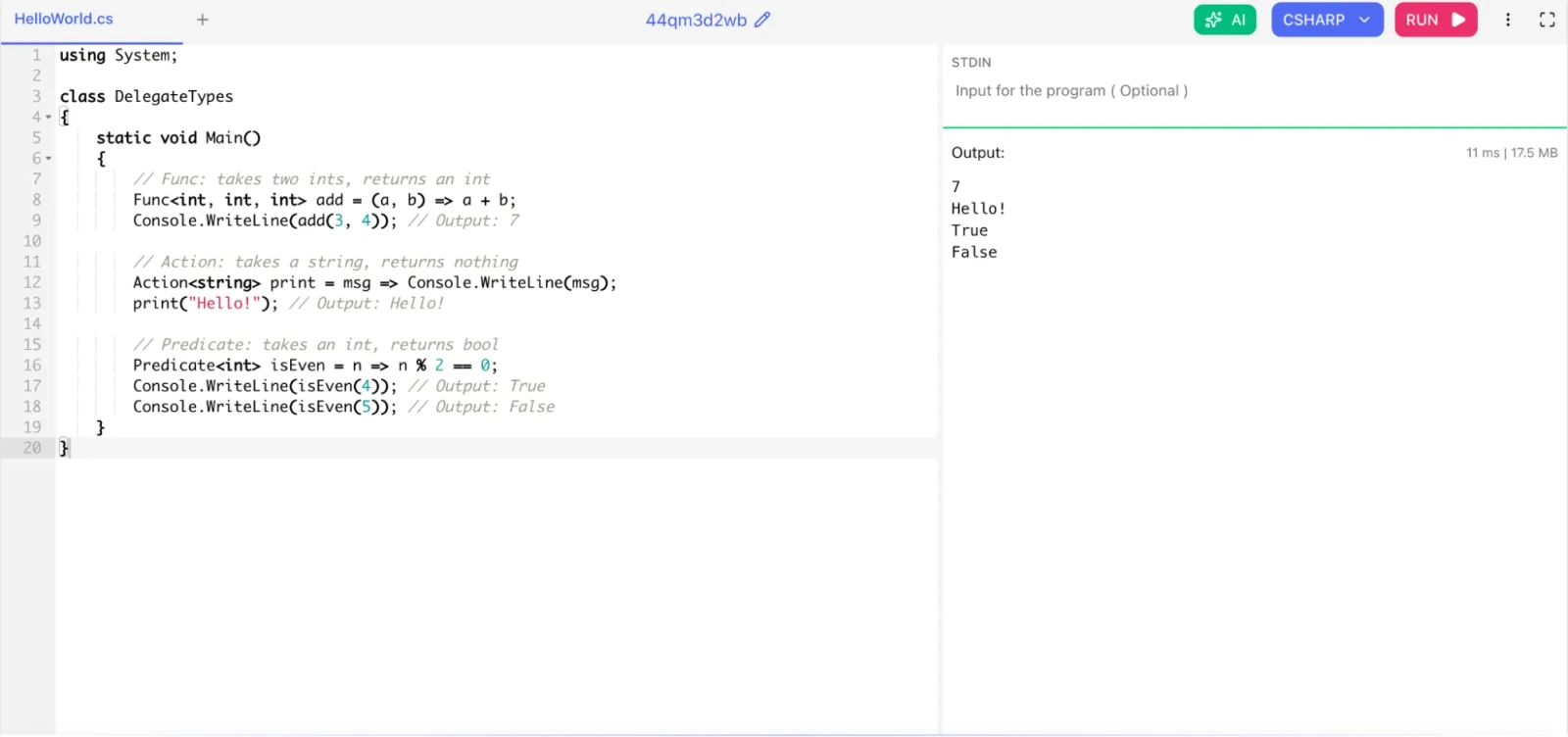 What is the difference between Func<>, Action<>, and Predicate<> in C#?