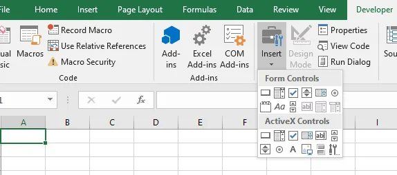 How to Add a Checkbox in Excel: add checkbox using the developer tab