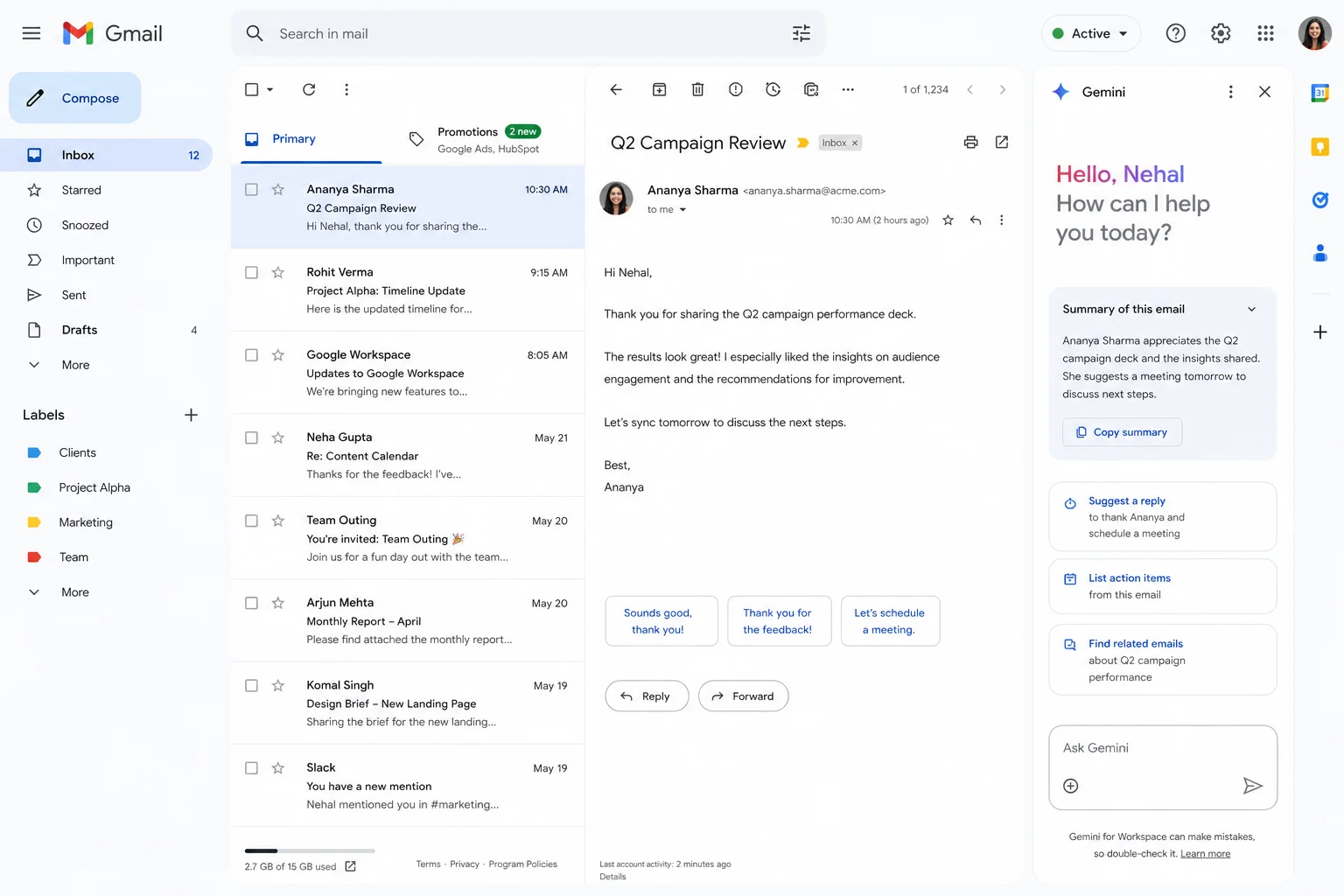 Gemini for Gmail