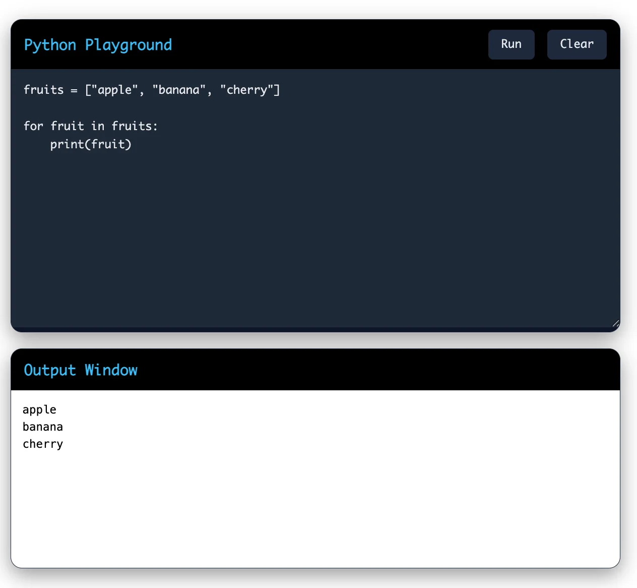 For Loop Syntax in Python