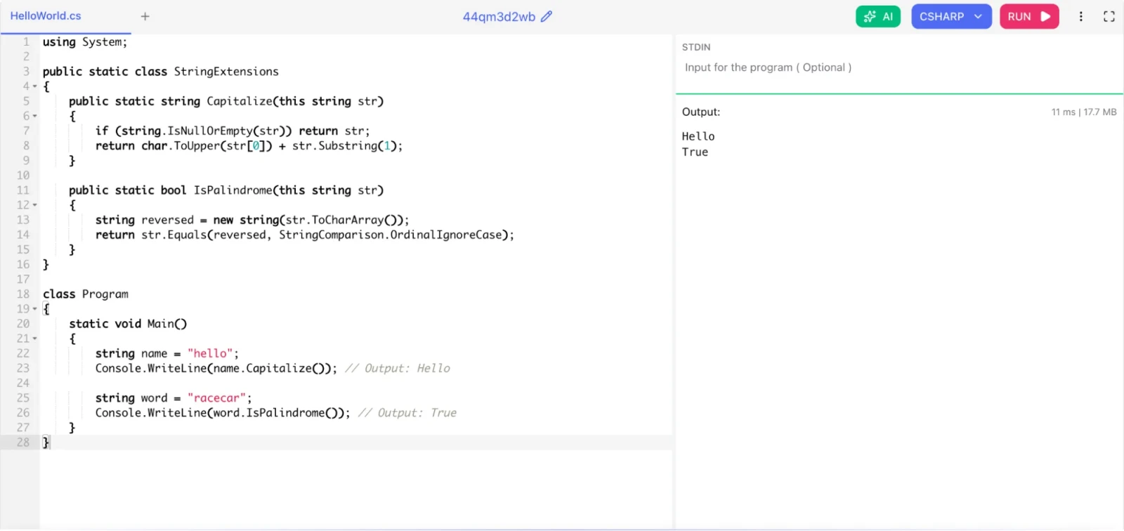 What are extension methods in C#?