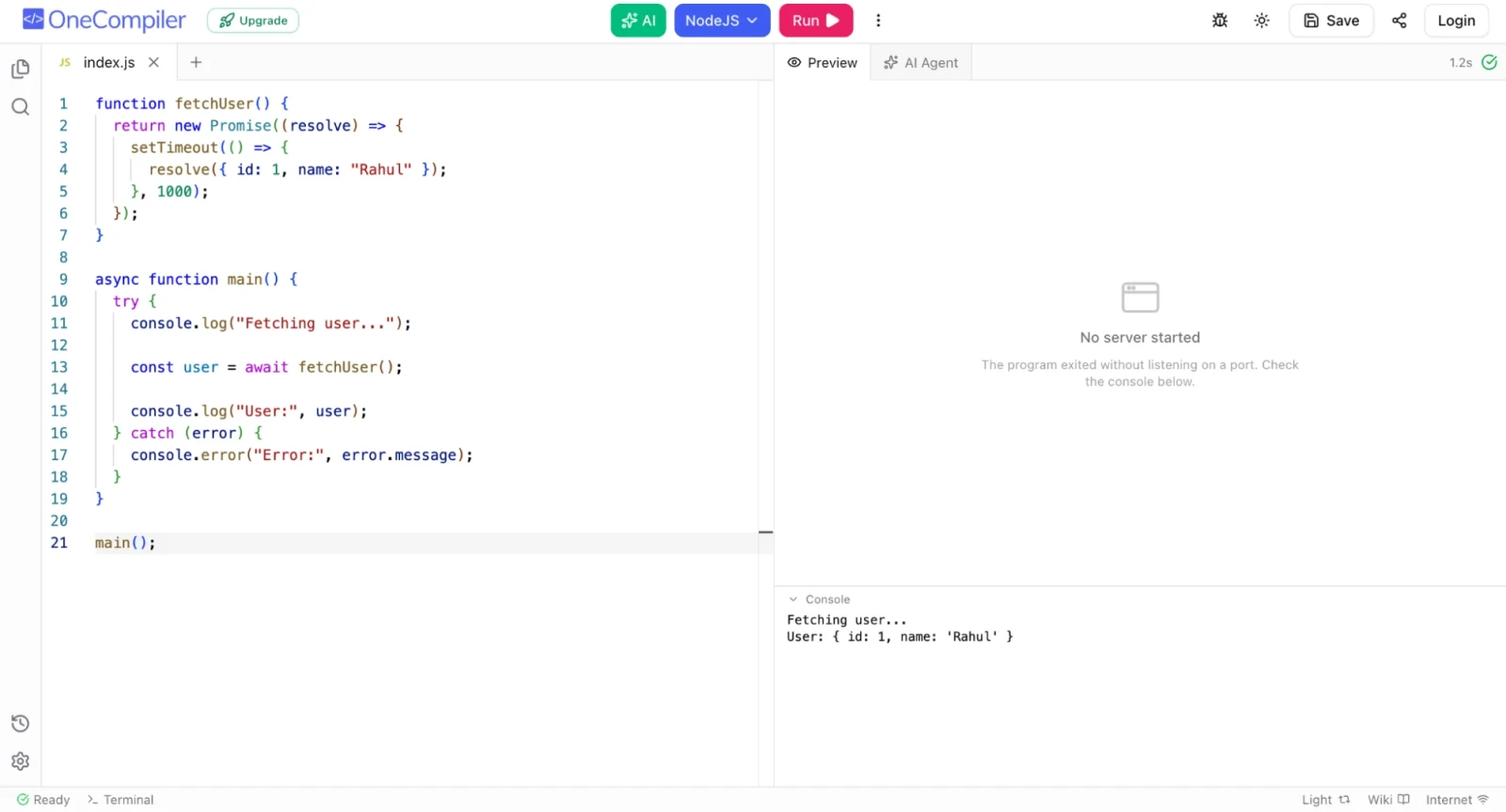 Using Async/Await in Node.js