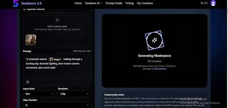 Seedance 2.0 Dashboard Example