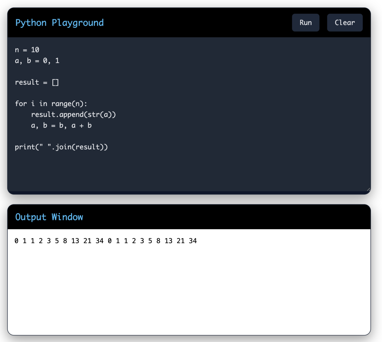 a program to find the Fibonacci series up to N terms