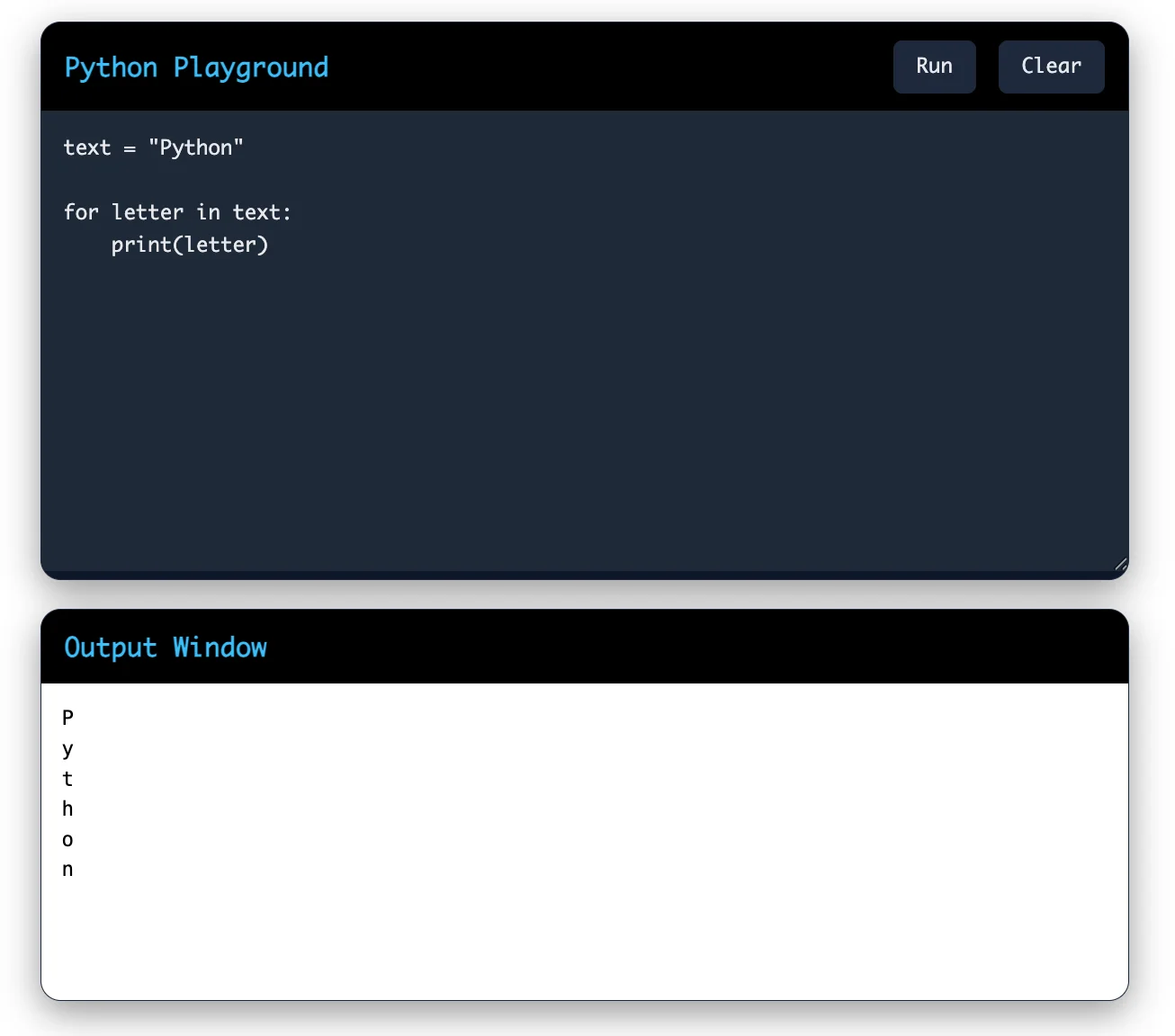 Python Example: Iterating Over a String