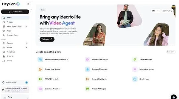 HeyGen Dashboard Example