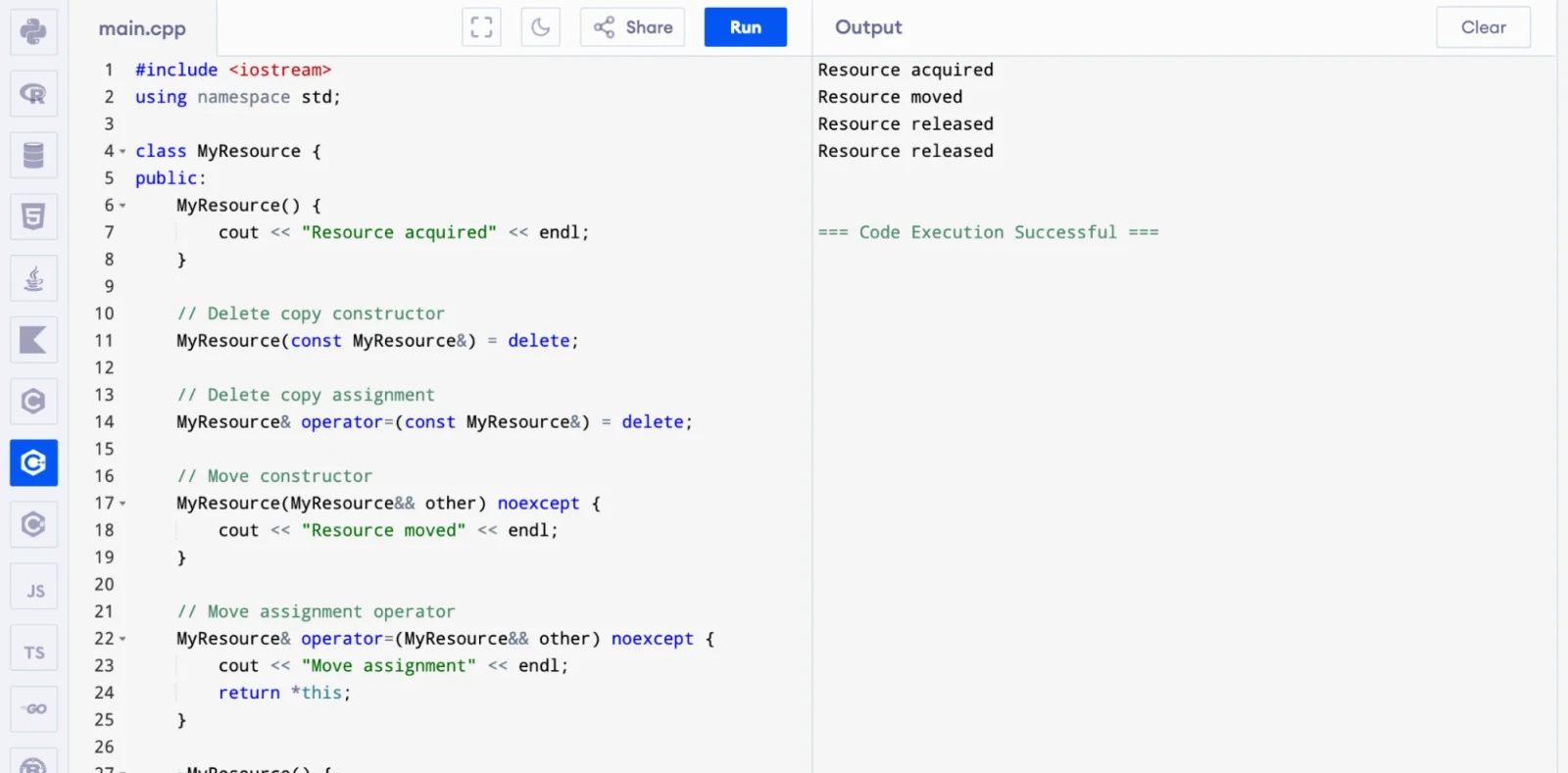 You need a class that cannot be copied but can be moved. How do you implement it?