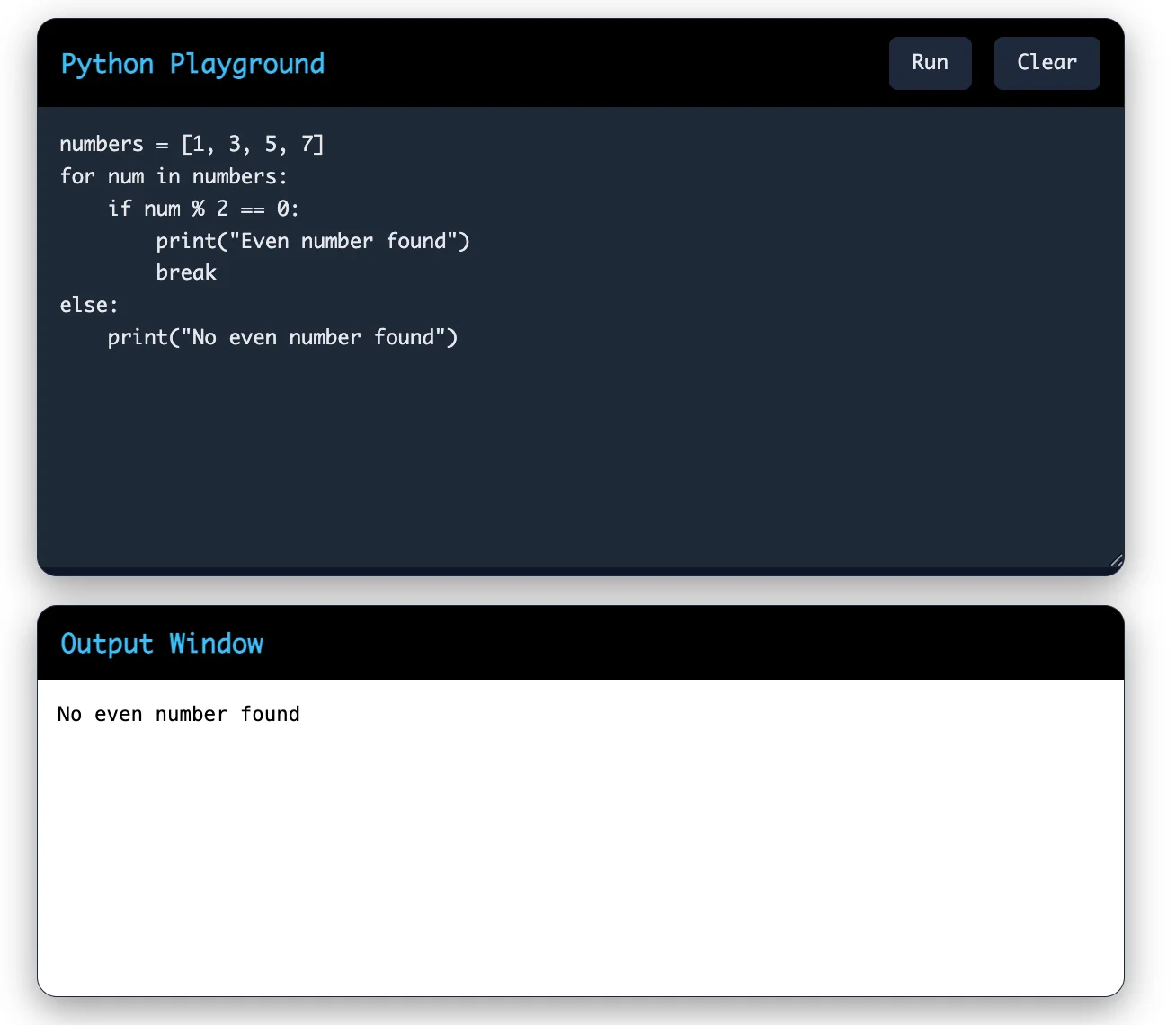 For Loop with Else