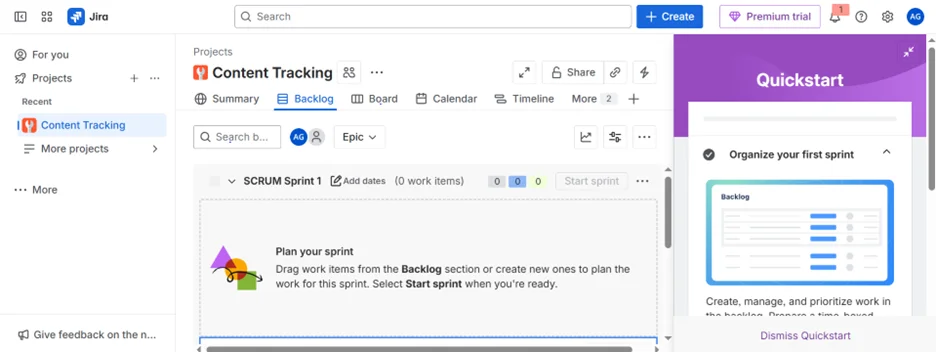 Features of Scrum template in Jira