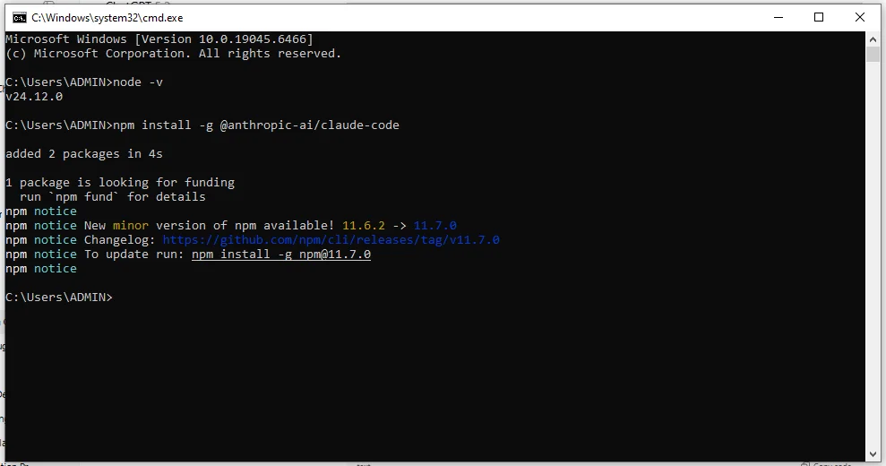 install claude code using npm