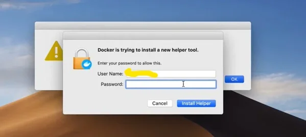 install helper button docker