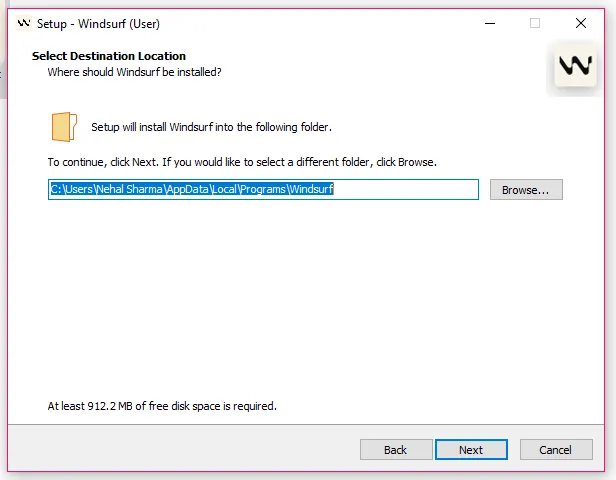 install location windsurf