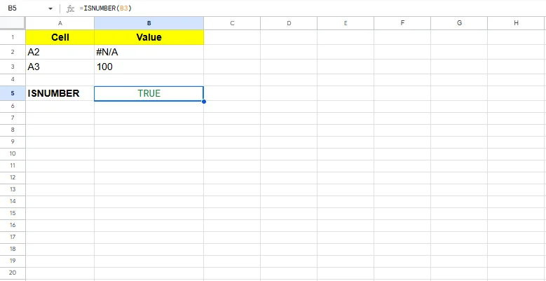 isnumber excel formula