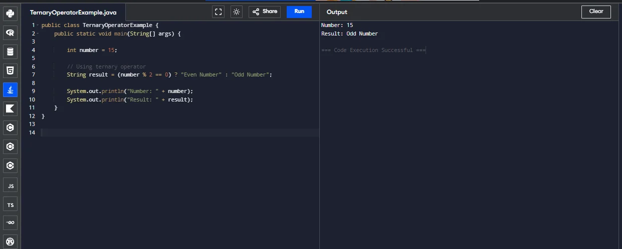 java ternary operator example