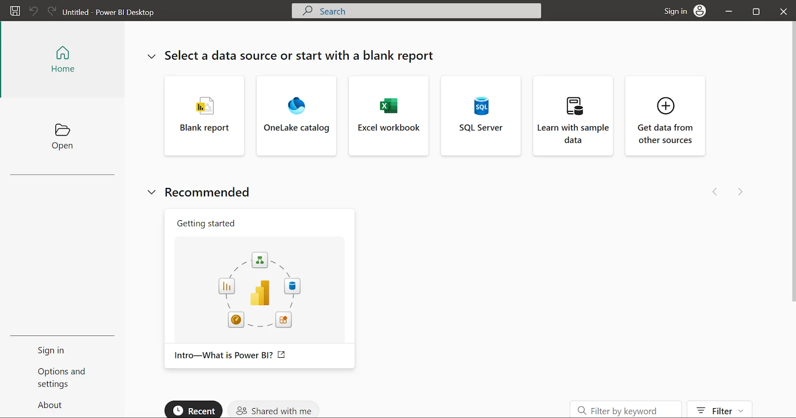 launching power bi desktop