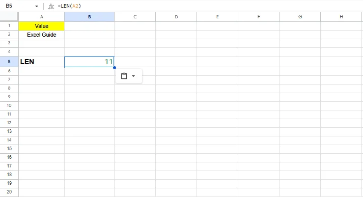 len excel formula