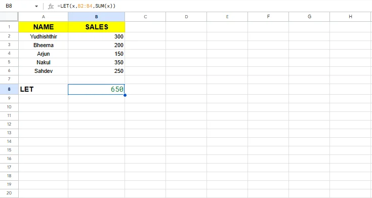 let excel formula