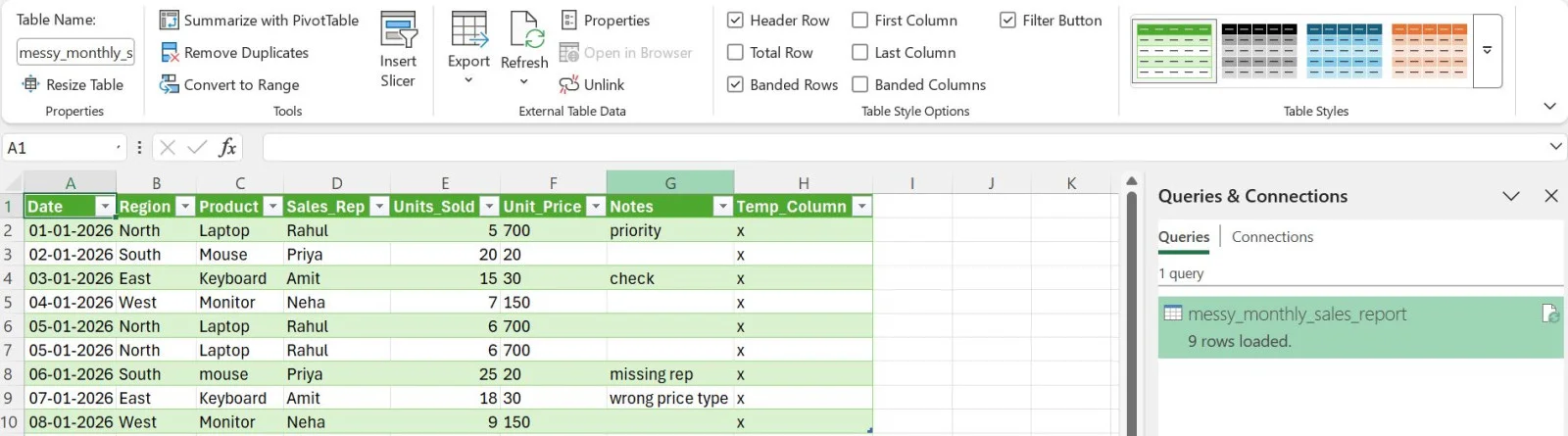 load data in power query