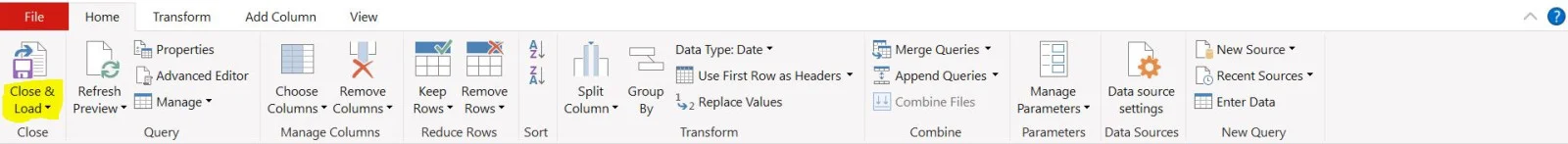 load the data power query