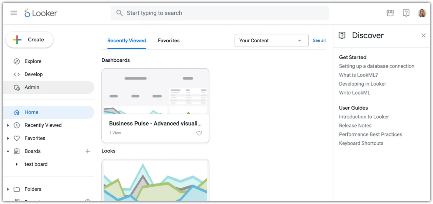 Looker dashboard, a Power BI alternative