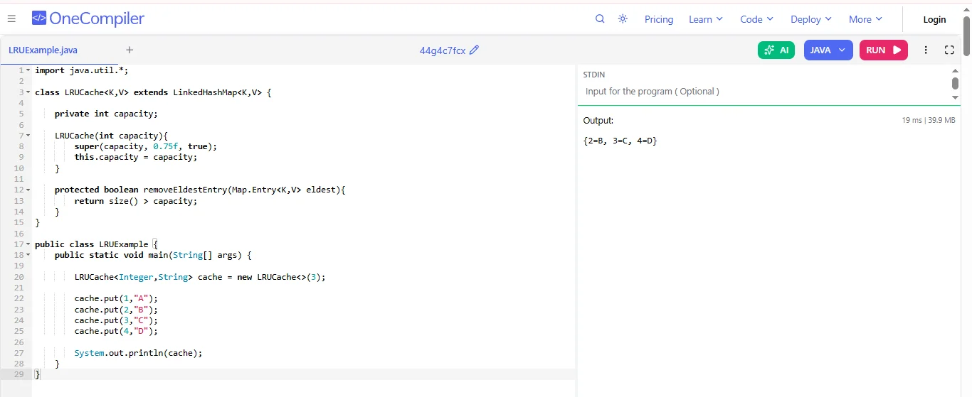 lru caching in java