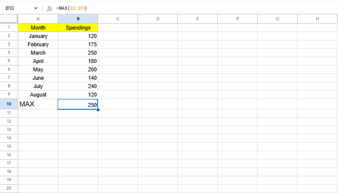 max excel formula