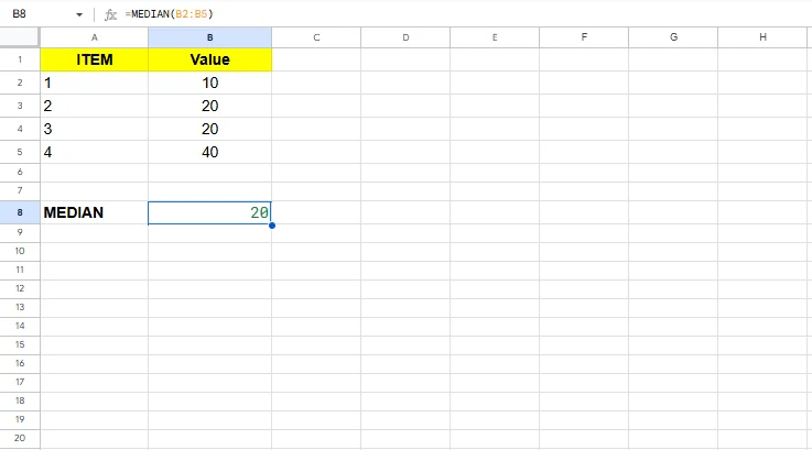 median excel formula