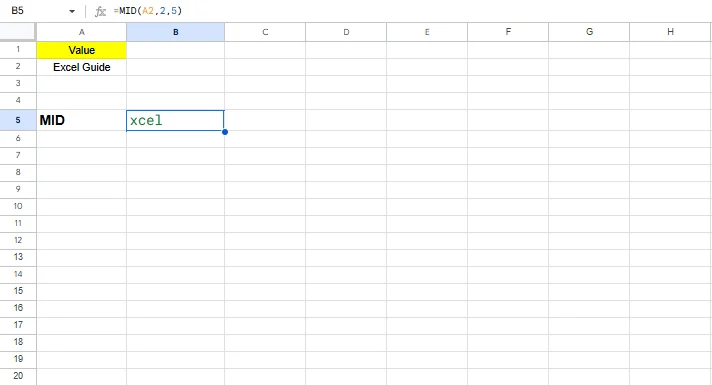 mid excel formula