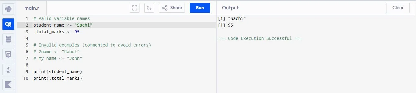 naming variables in r