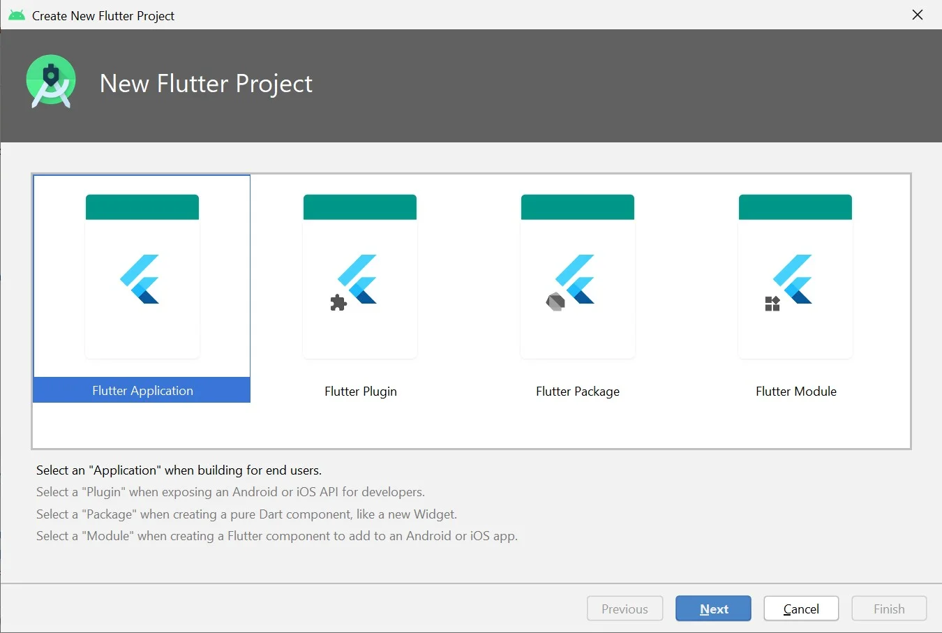 new flutter project