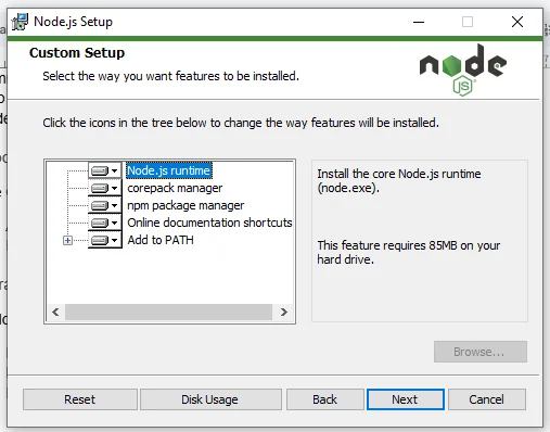 nodejs customization settings for Claude Code
