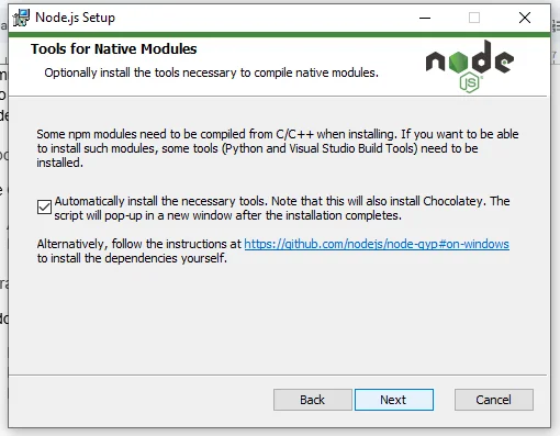 install nodejs native tools for Claude Code