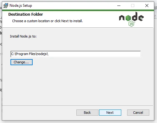 nodejs installation location step 1