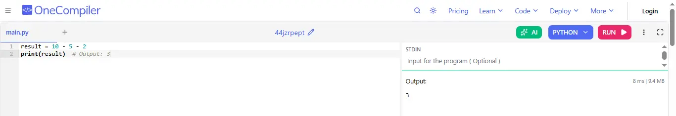 operator associativity in python
