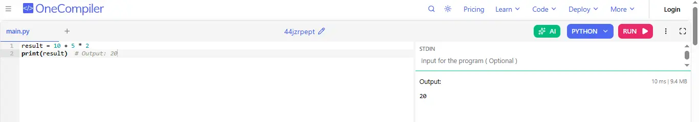 operator precedence in python