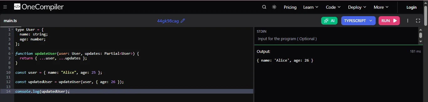 partial t utility type in typescript
