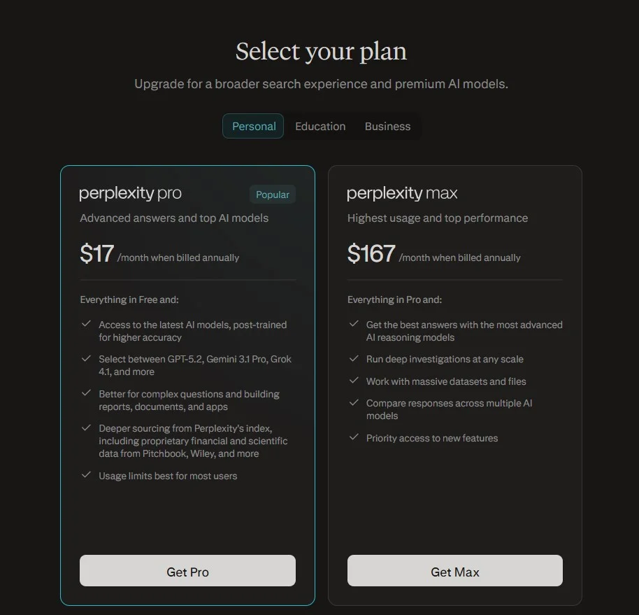 perplexity pricing