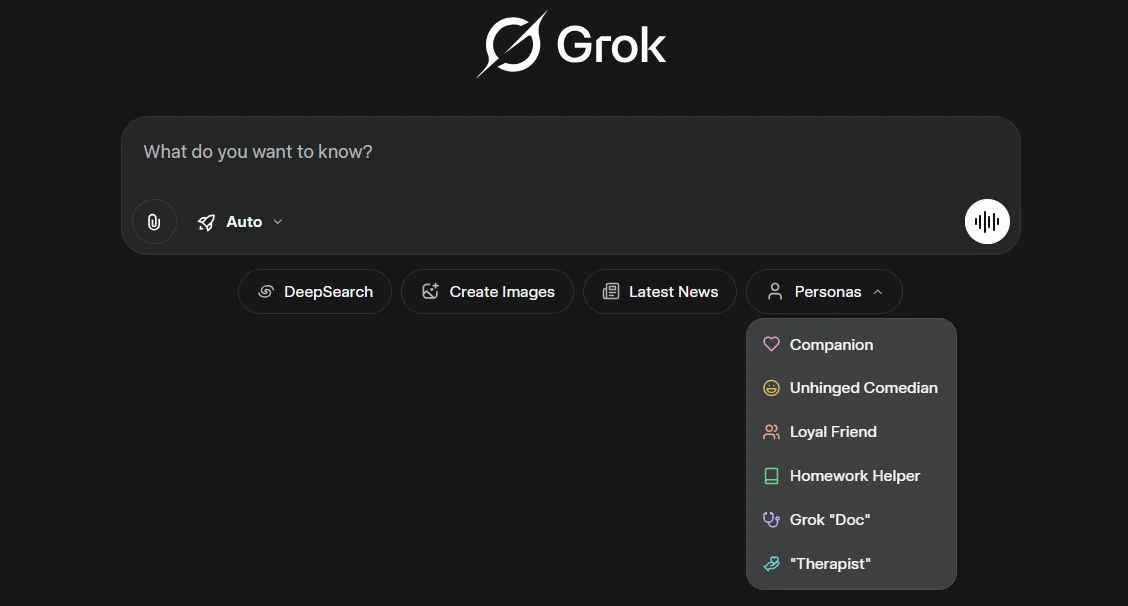 personas in grok ai