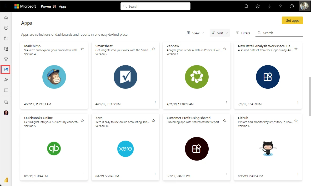 power bi apps new look