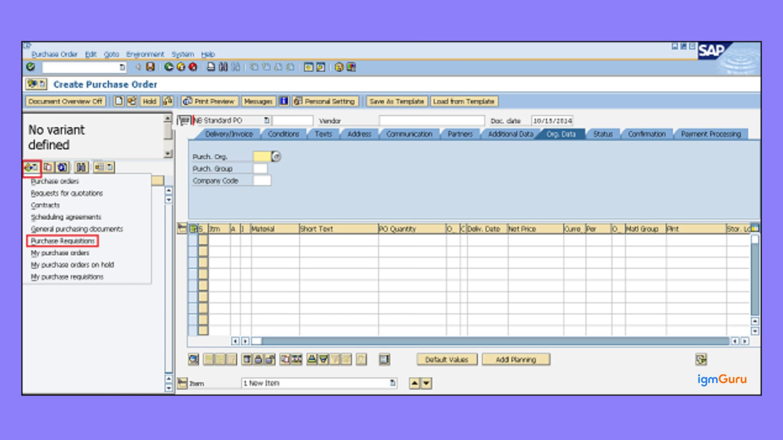purchase requisition