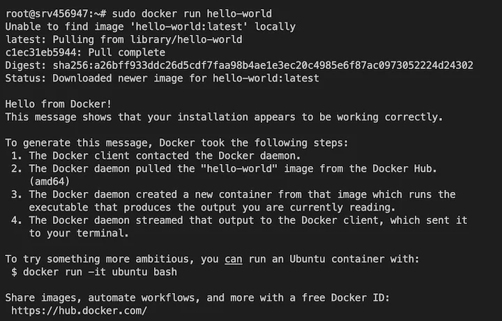run hello world in docker