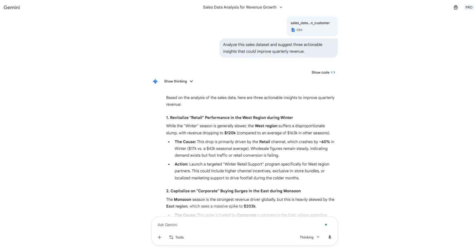 Data and Analytics Prompt Gemini