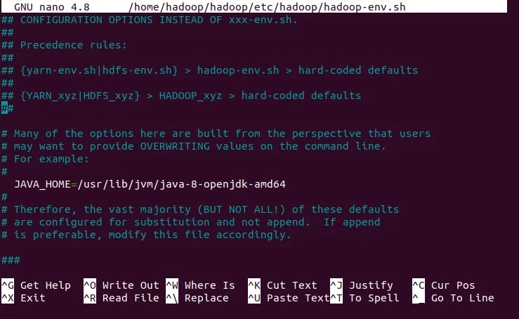 search and configure the export java home in hadoop