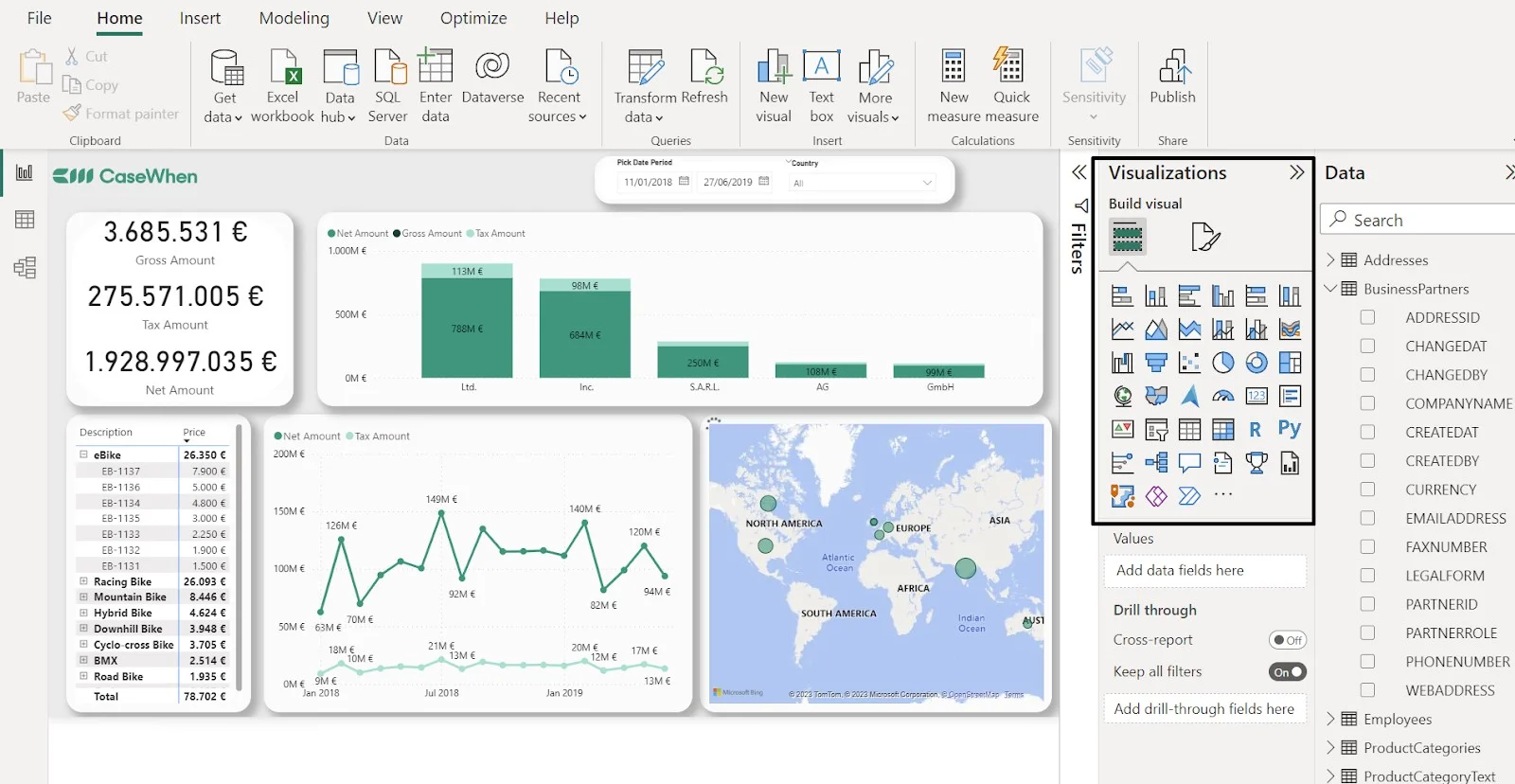 selecting visuals in power bi reports